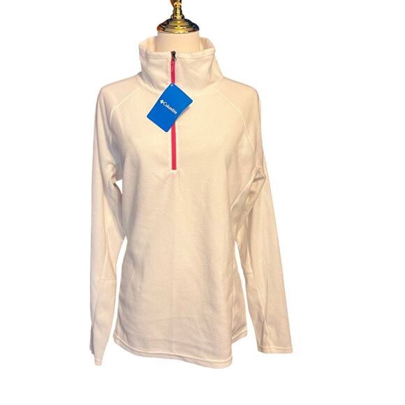 Columbia Women's 1/4 Zip Breast Cancer White Pullover.  NWT.  Size Large - Picture 1 of 7